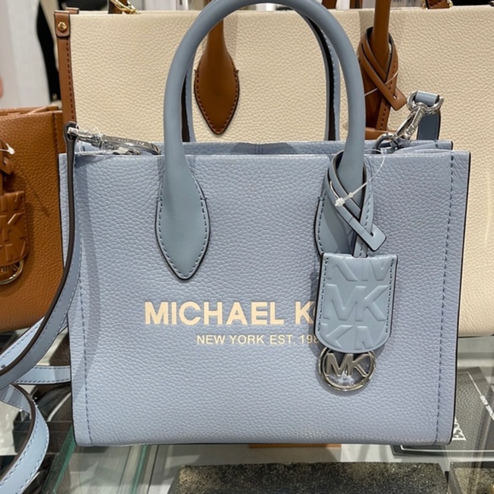 MICHAEL KORS Mirella Small Shopper TZ XBody Pebbled Leather Crossbody
Pale Blue